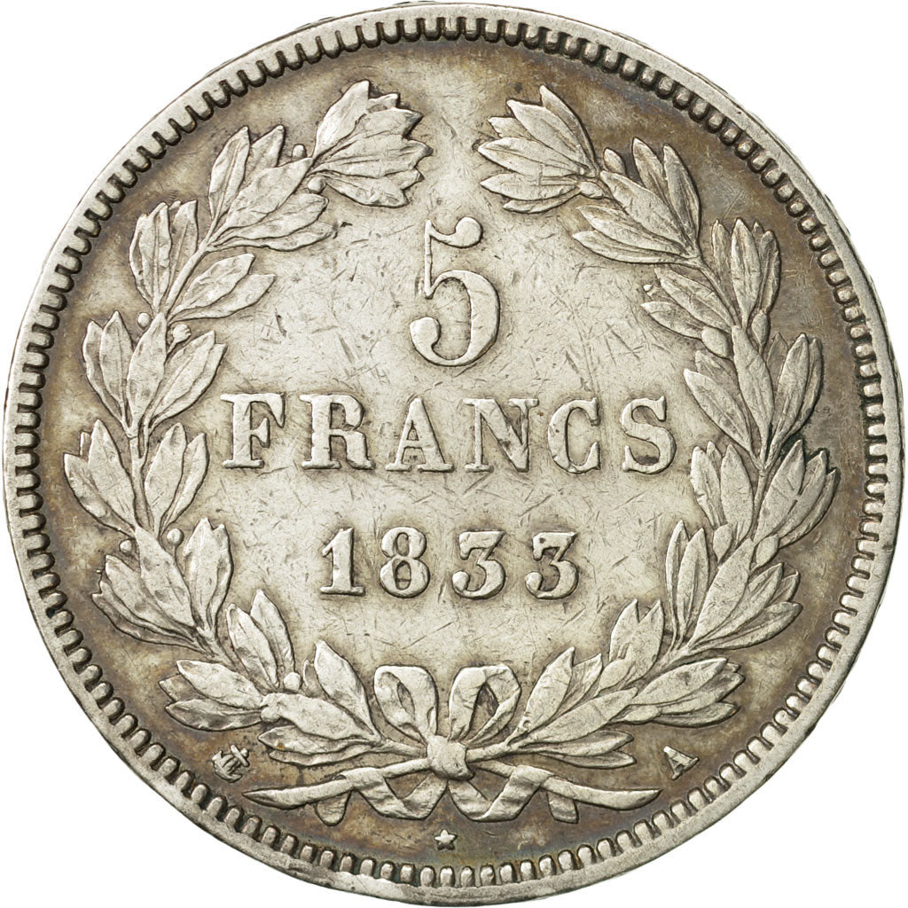 France, Louis-Philippe, 5 Francs, 1833, Paris, VF(30-35), Silver, KM:749.1