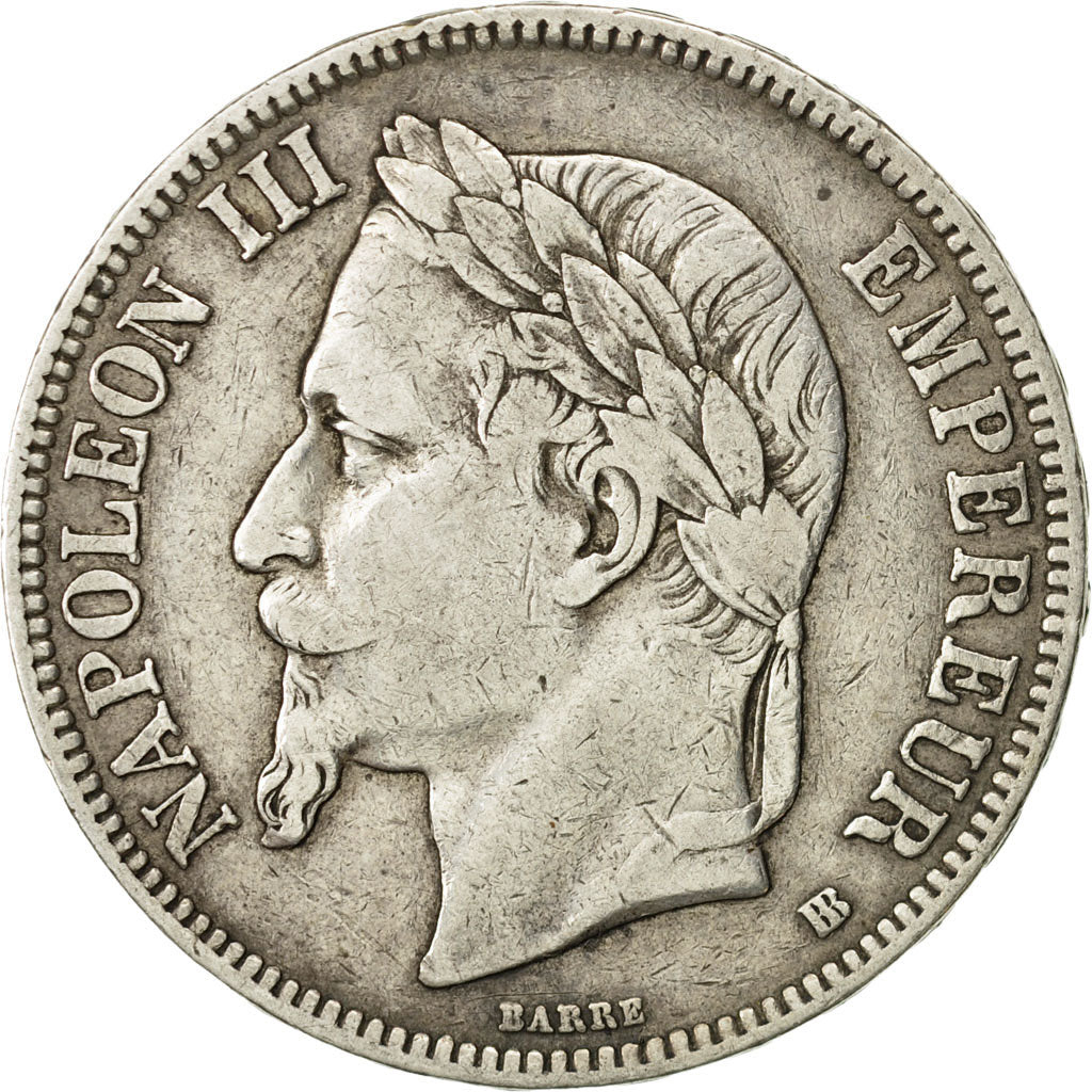 France, Napoléon III, 5 Francs, 1868, Strasbourg, VF(30-35), Silver, KM:799.2