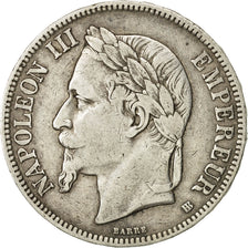 France, Napoléon III, 5 Francs, 1868, Strasbourg, VF(30-35), Silver, KM:799.2