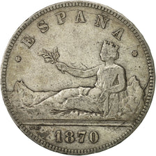 Spain, Provisional Government, 5 Pesetas, 1870, VF(30-35), Silver, KM:655