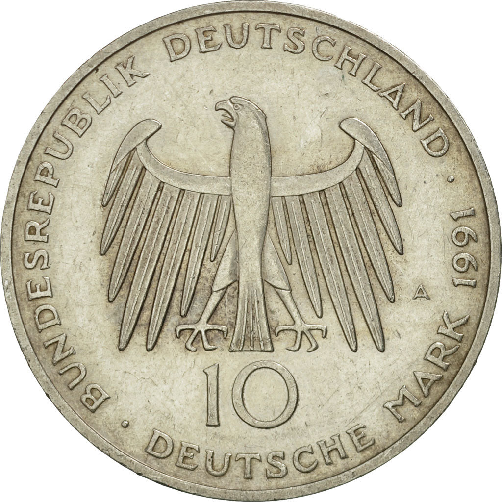 GERMANY - FEDERAL REPUBLIC, 10 Mark, 1991, Berlin, Germany, AU(50-53), Silver
