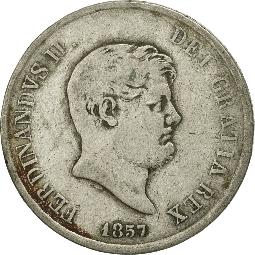 ITALIAN STATES, NAPLES, Ferdinando II, 120 Grana, 1857, VF(20-25), Silver