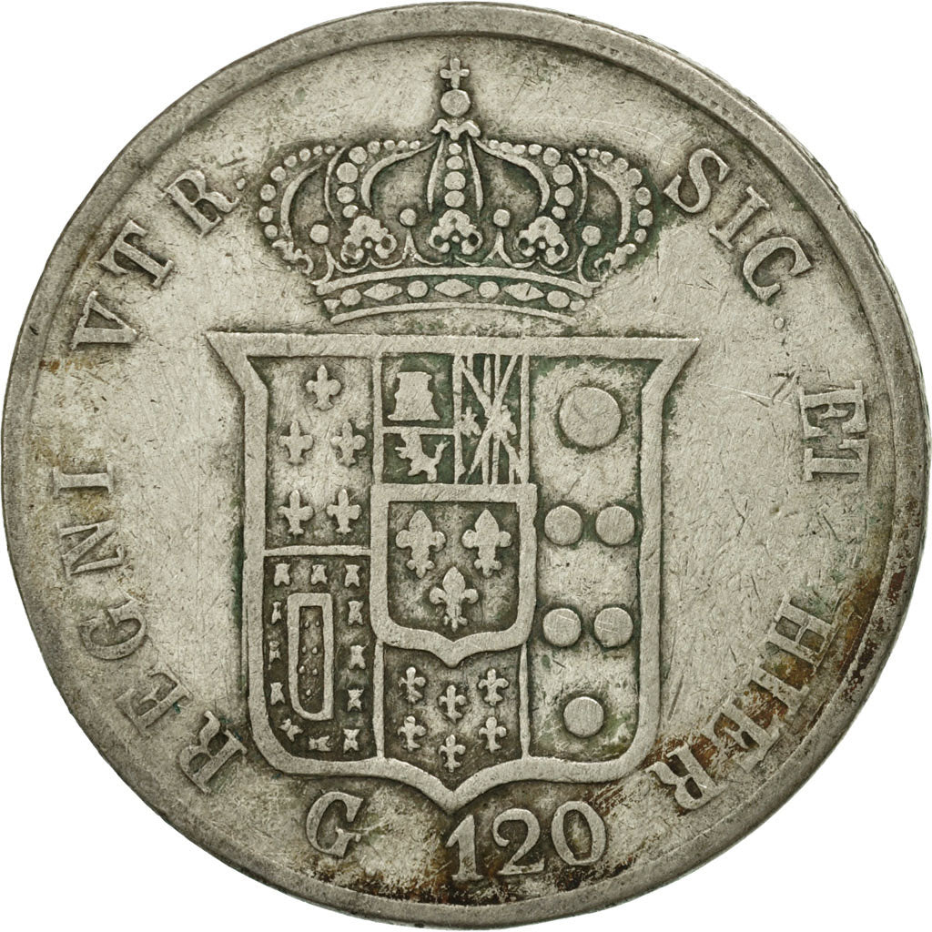 ITALIAN STATES, NAPLES, Ferdinando II, 120 Grana, 1857, VF(20-25), Silver