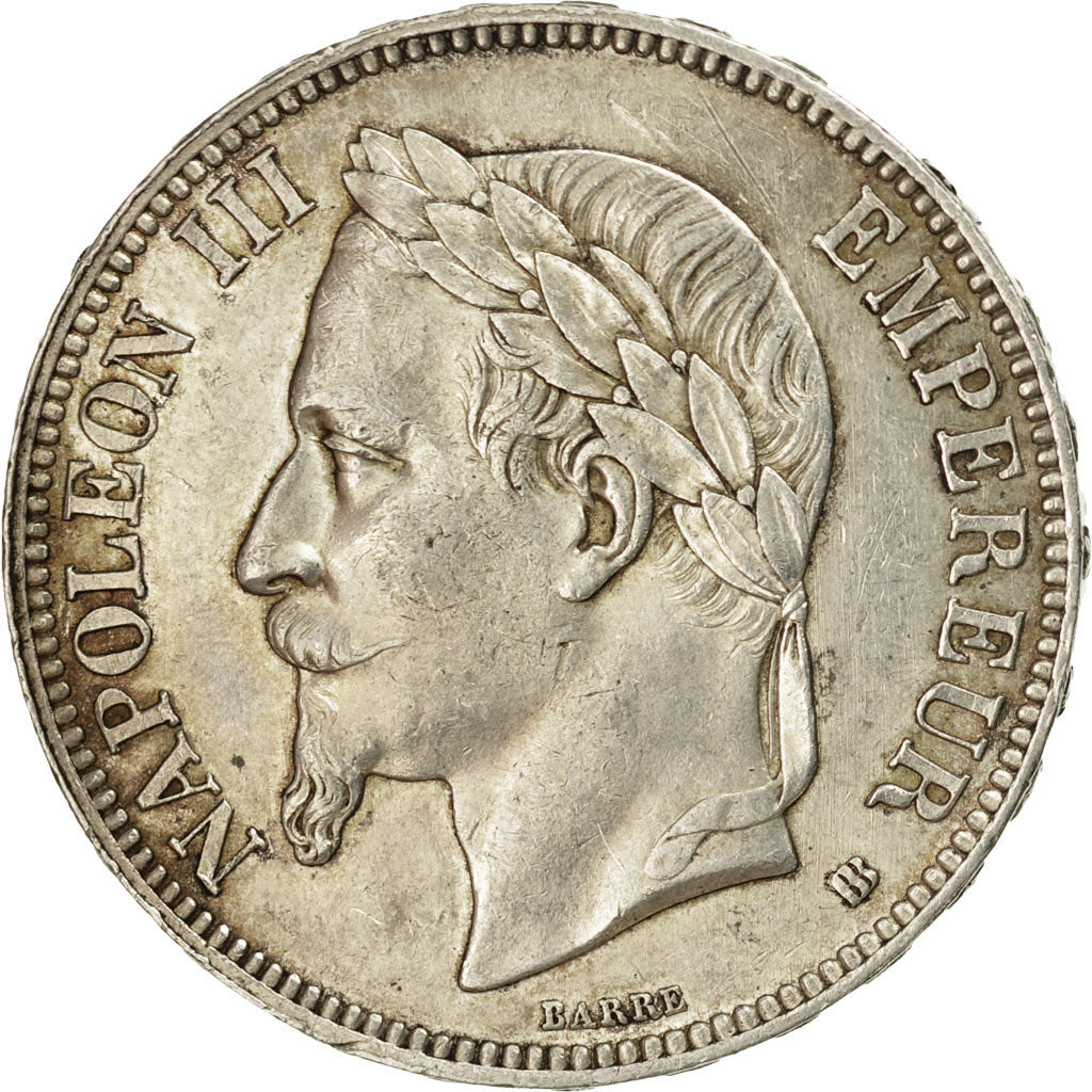 Coin, France, Napoléon III, 5 Francs, 1867, Strasbourg, AU(55-58), Silver