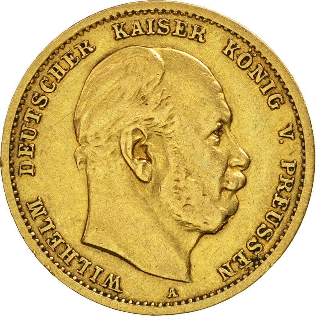German States, PRUSSIA, Wilhelm I, 10 Mark, 1875, Berlin, EF(40-45), Gold