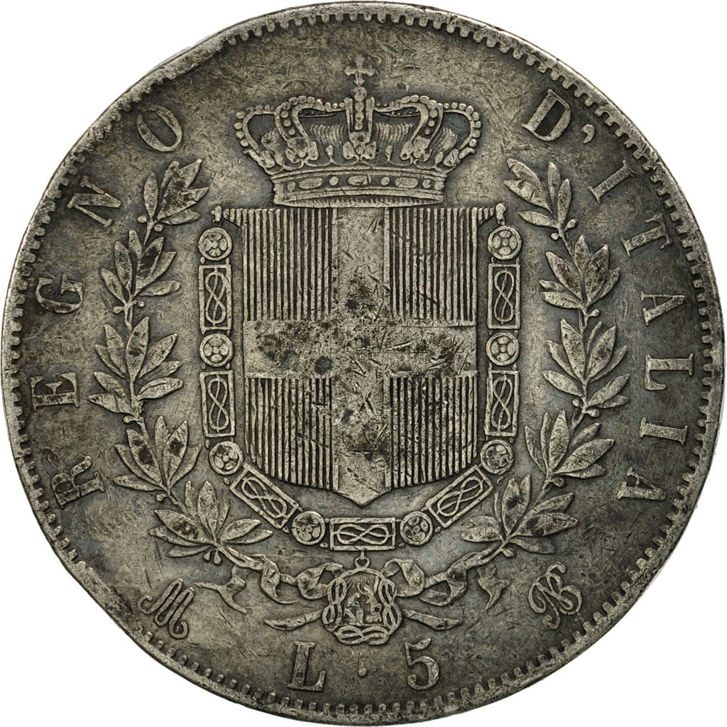 Coin, Italy, Vittorio Emanuele II, 5 Lire, 1873, Milan, VF(20-25), Silver
