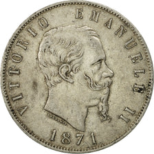 Italie, Vittorio Emanuele II, 5 Lire, 1871, Milan, TTB, Argent, KM:8.3
