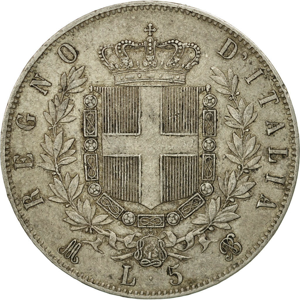 Italie, Vittorio Emanuele II, 5 Lire, 1871, Milan, TTB, Argent, KM:8.3