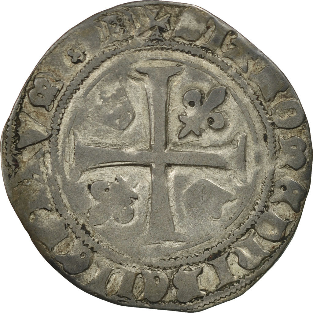 Moneta, Francia, Charles VII, Blanc aux lis accotés, Bourges, MB, Biglione