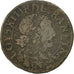 France, Louis XIII, Double tournois, 1638, Rouen, TB, Cuivre, CGKL:434A