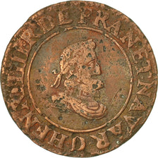 France, Henri IV, Double Tournois, 1607, Lyon, VF(20-25), Copper, CGKL:202A