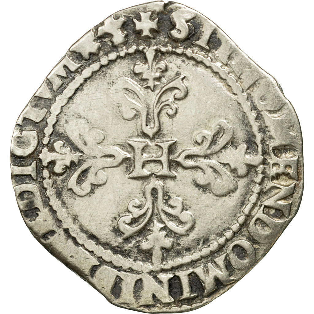 France, Henri III, Franc au Col Plat, 1582, Bayonne, VF(30-35), Silver