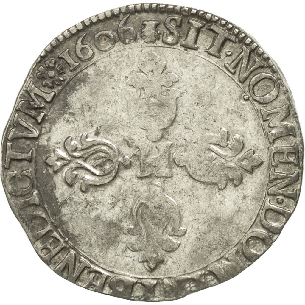 Coin, France, Henri IV, Demi Franc, 1606, Toulouse, EF(40-45), Copper