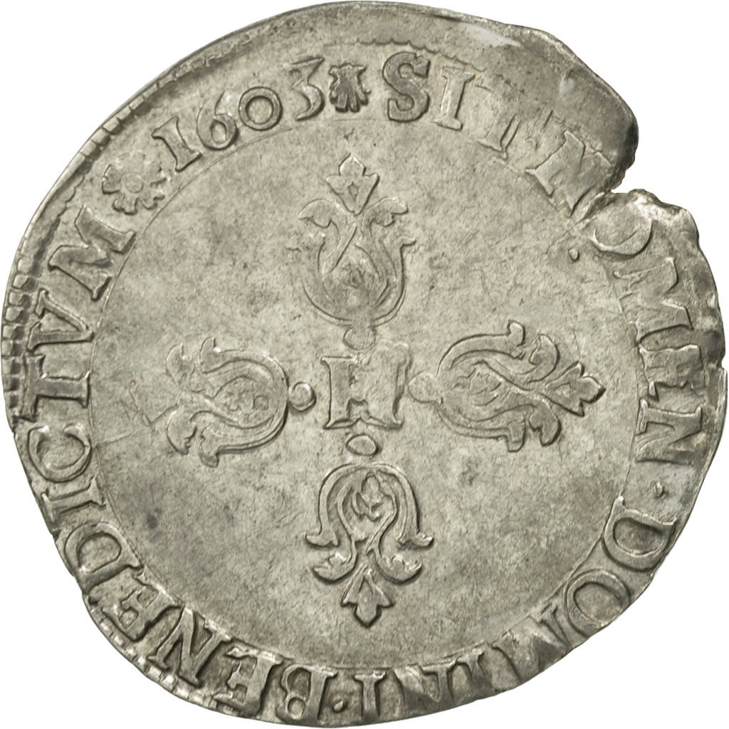 Coin, France, Henri IV, Demi Franc, 1603, Toulouse, EF(40-45), Copper