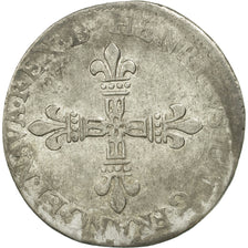 Moneda, Francia, Henri IV, 1/4 Ecu de Béarn, 1590, Pau, MBC, Cobre