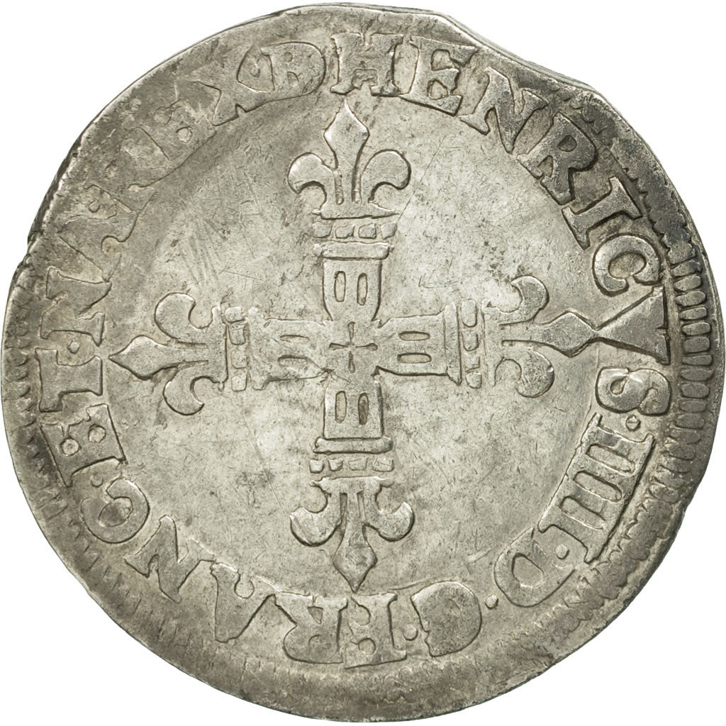 Coin, France, Henri IV, 1/4 Ecu de Béarn, 1601, Pau, VF(30-35), Copper
