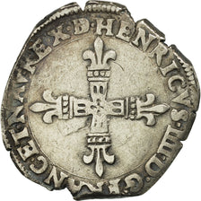 France, Henri IV, 1/4 Ecu de Béarn, 1604, Pau, EF(40-45), Copper, Sombart:4706