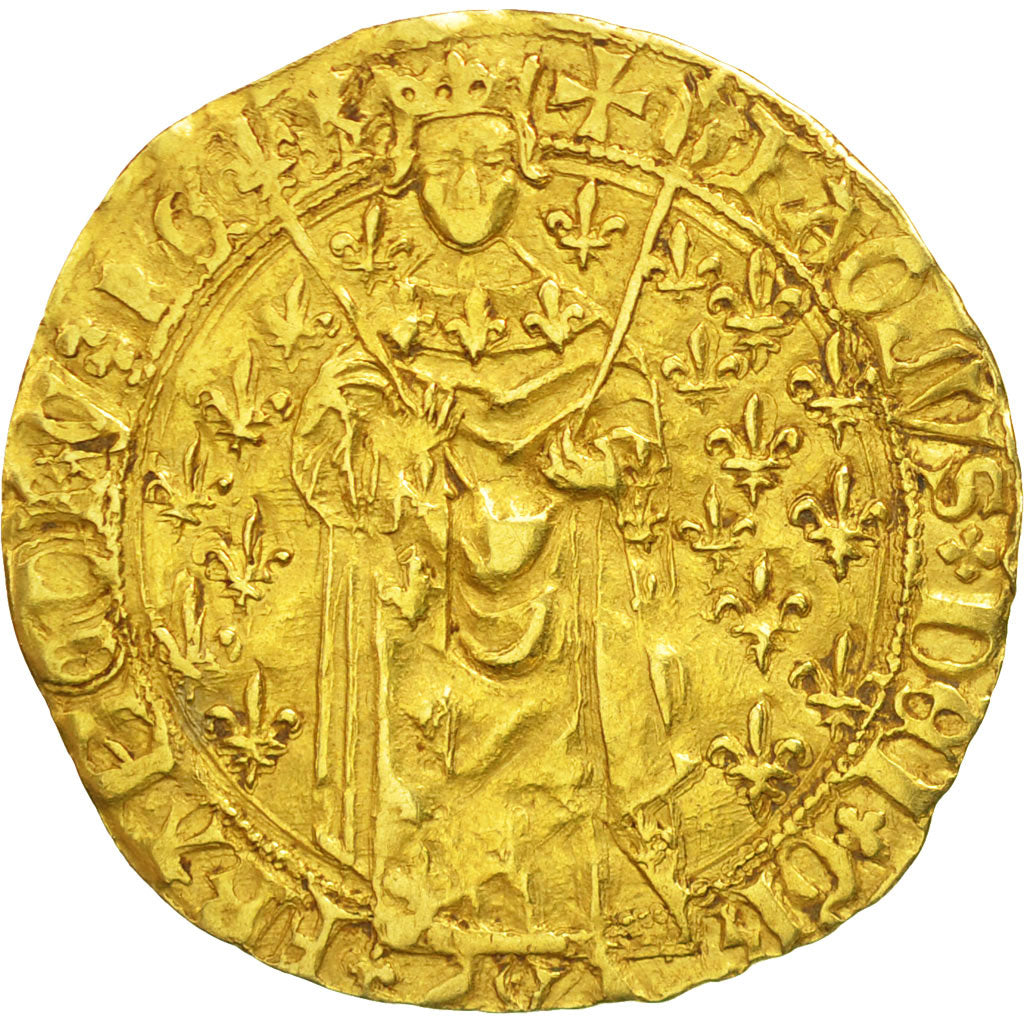 Munten, Frankrijk, Charles VII, Royal d'or, Angers, ZF, Goud, Duplessy:455