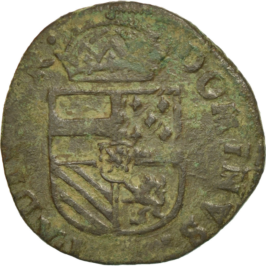 Coin, Spanish Netherlands, Flanders, Philip II, Liard, 1590, Bruges, VF(20-25)