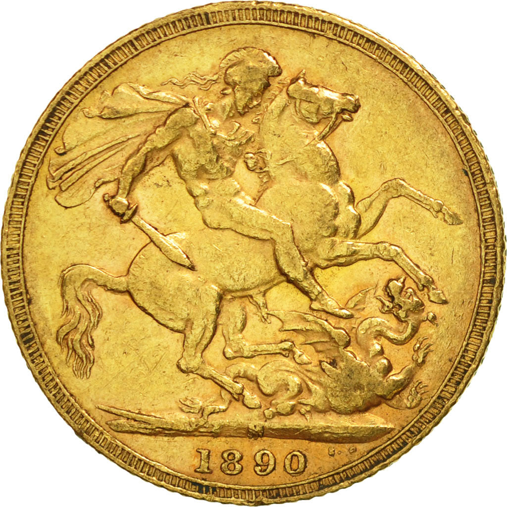 Coin, Australia, Victoria, Sovereign, 1890, Melbourne, EF(40-45), Gold, KM:10