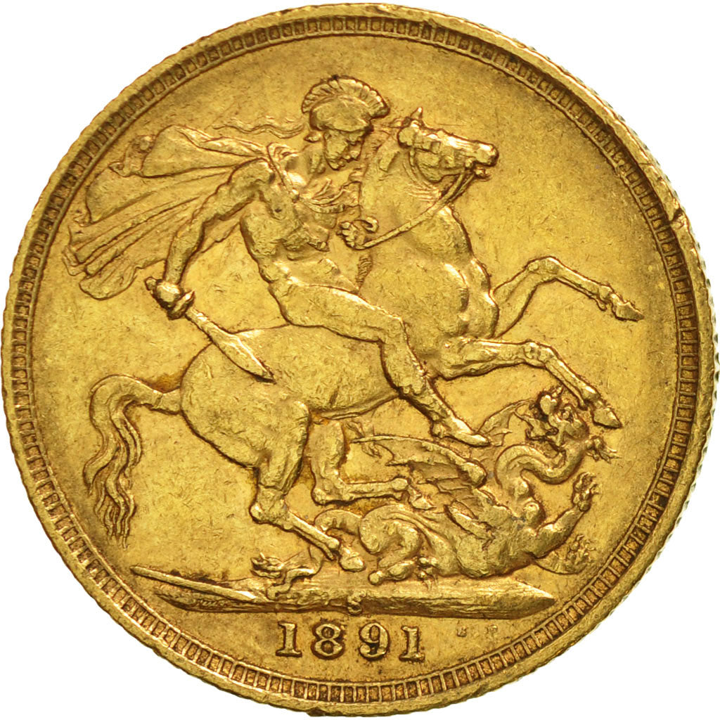 Coin, Australia, Victoria, Sovereign, 1891, Sydney, EF(40-45), Gold, KM:10