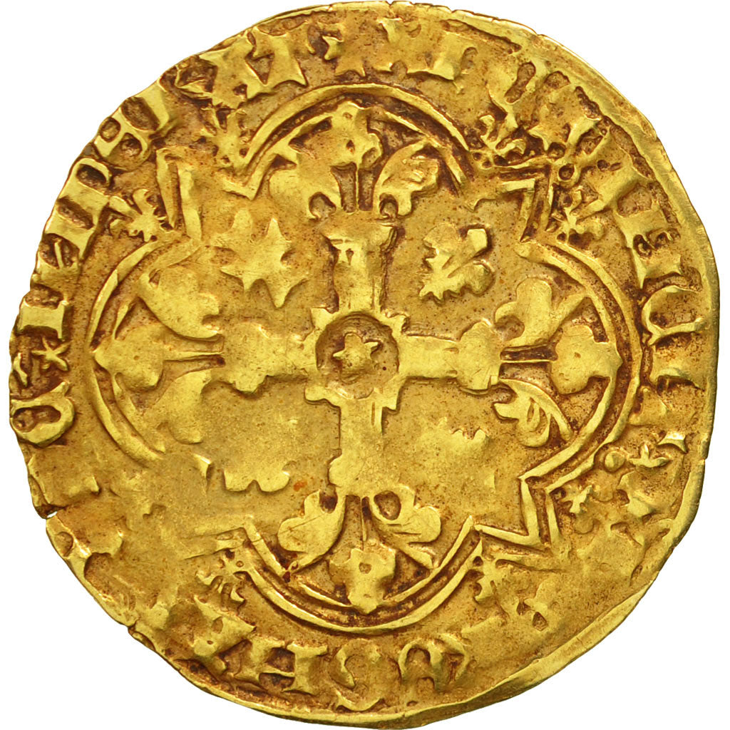 Coin, France, Charles VI, Agnel d'or, Montpellier, VF(30-35), Gold
