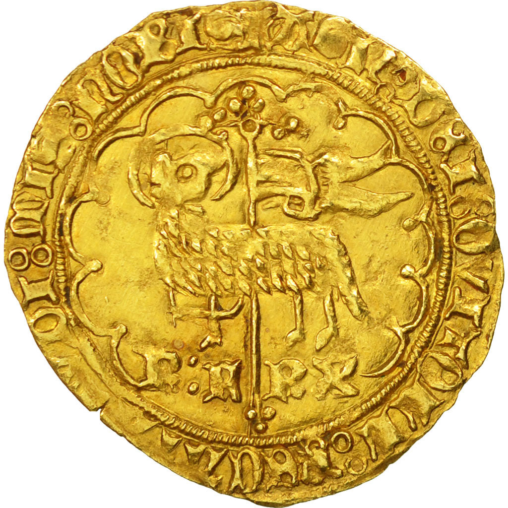 Monnaie, France, Charles VI, Agnel d'or, Troyes, TTB+, Or, Duplessy:372