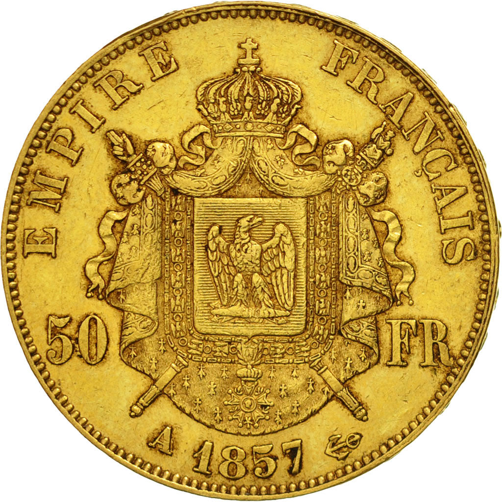 France, Napoleon III, 50 Francs, 1857, Paris, EF(40-45), Gold, KM 785.1