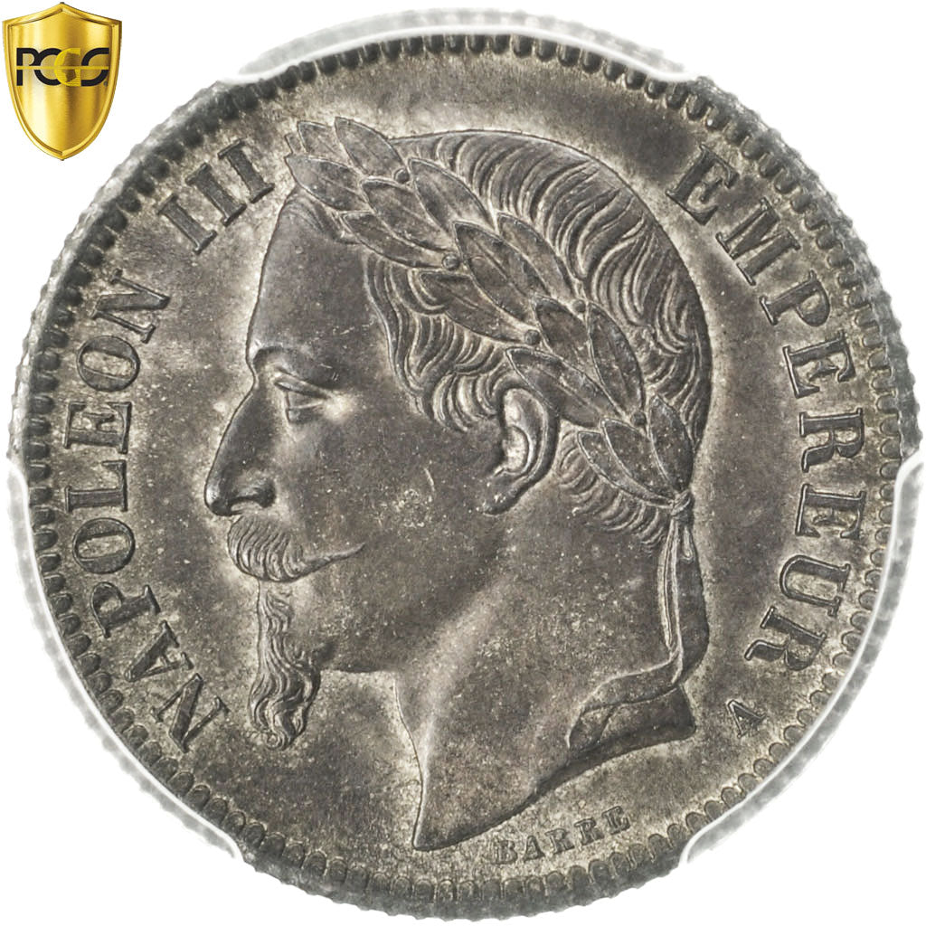 France, Napoleon III, Franc, 1866, Paris, PCGS, MS(64), Silver, KM:806.1
