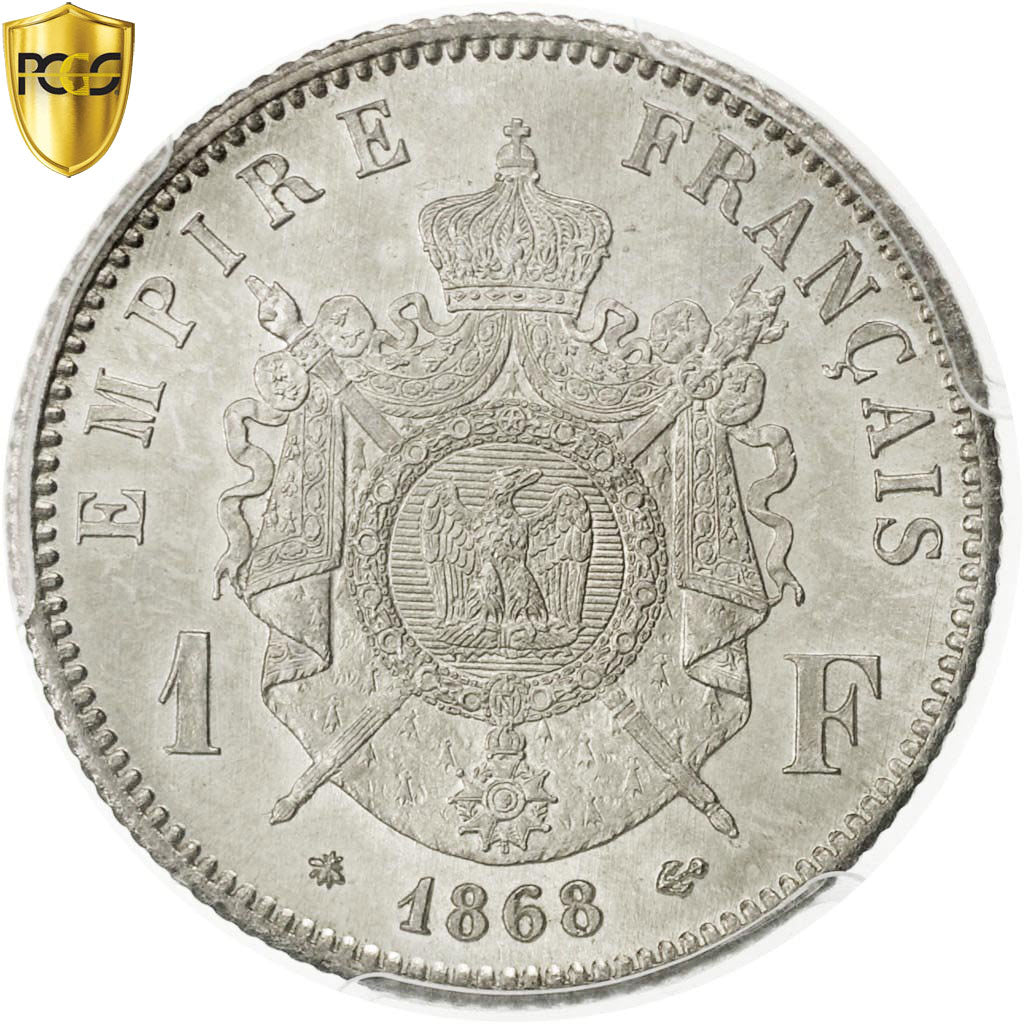 Coin, France, Napoleon III, Napoléon III, Franc, 1868, Paris, PCGS, MS65