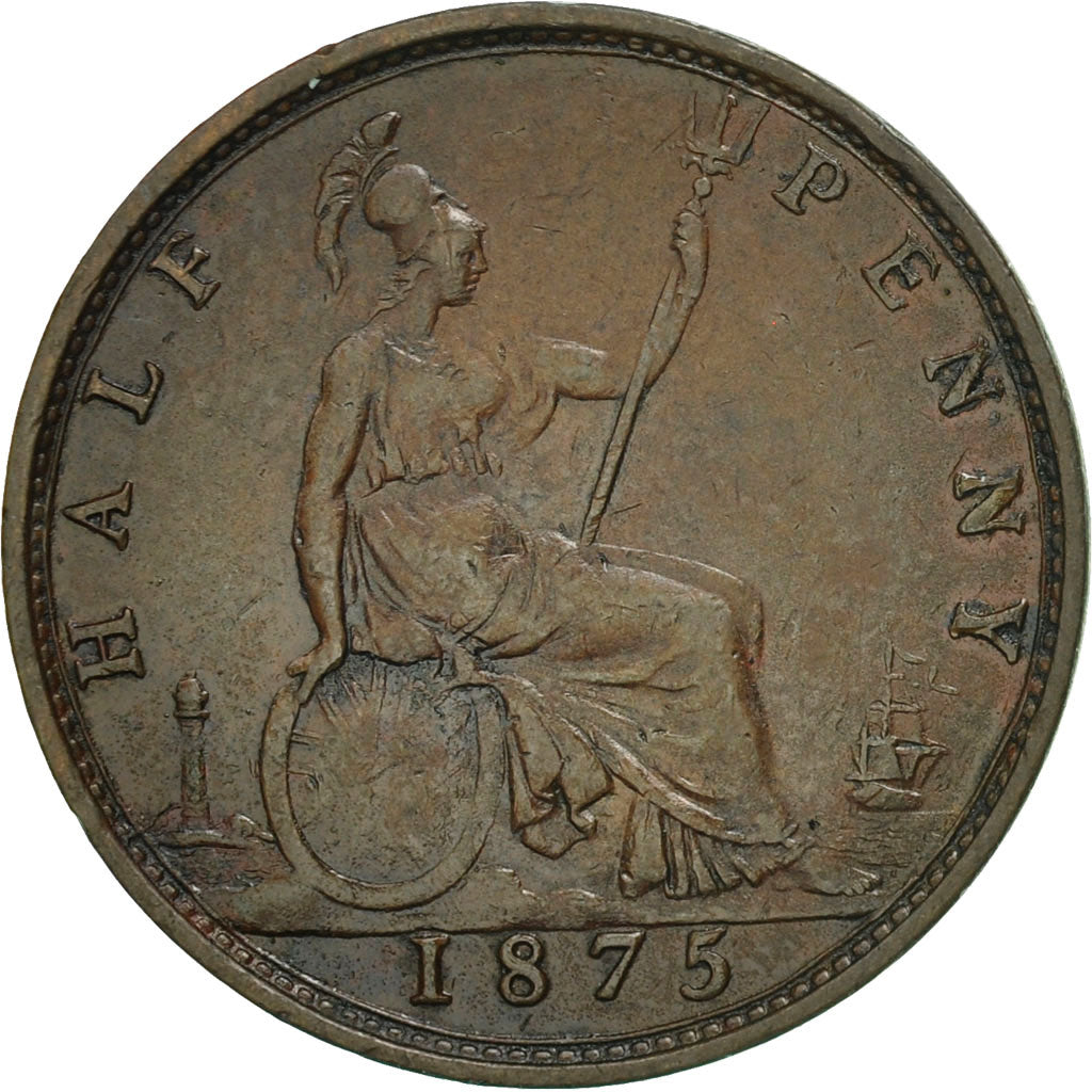 Monnaie, Grande-Bretagne, Victoria, 1/2 Penny, 1875, TTB+, Bronze, KM:754