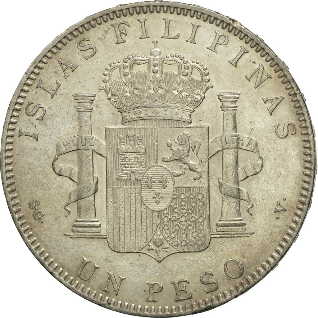 Filippine, Peso, 1897, BB+, Argento, KM:154