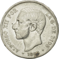 Coin, Spain, Alfonso XII, 5 Pesetas, 1887, EF(40-45), Silver, KM:688