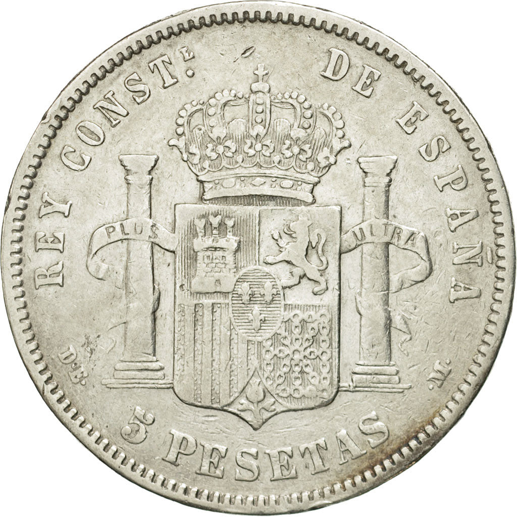 Coin, Spain, Alfonso XII, 5 Pesetas, 1877, EF(40-45), Silver, KM:676