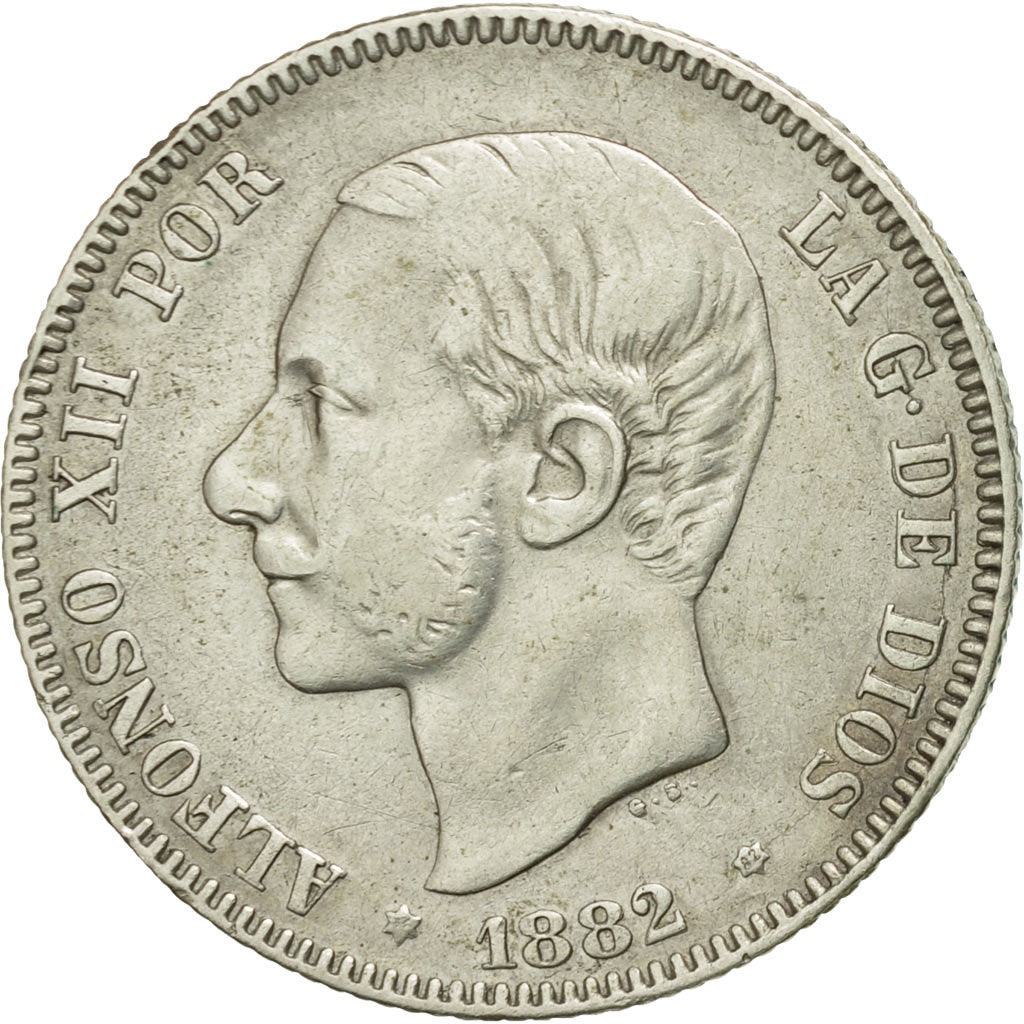 Monnaie, Espagne, Alfonso XII, 2 Pesetas, 1882, TTB, Argent, KM:678.2