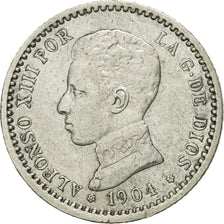 Moneta, Hiszpania, Alfonso XIII, 50 Centimos, 1904, EF(40-45), Srebro, KM:723