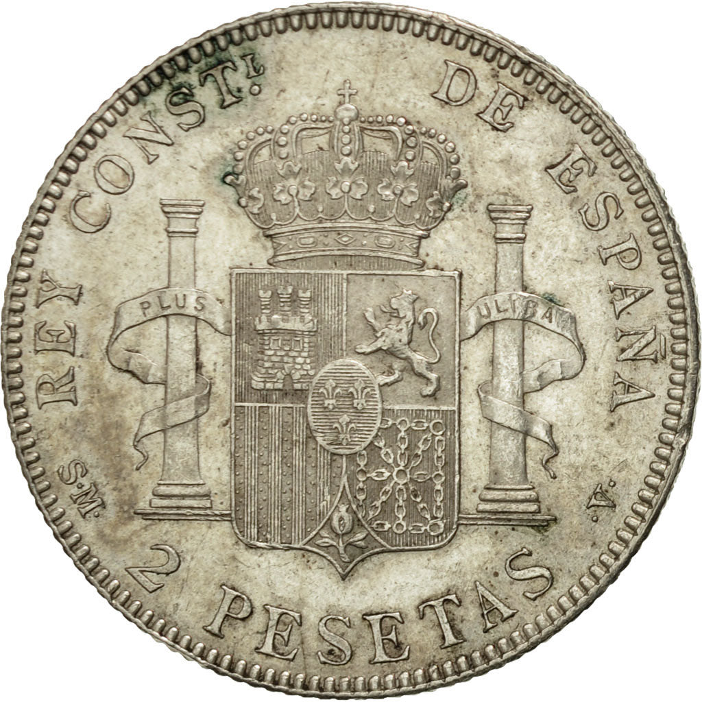 Coin, Spain, Alfonso XIII, 2 Pesetas, 1905, AU(55-58), Silver, KM:725