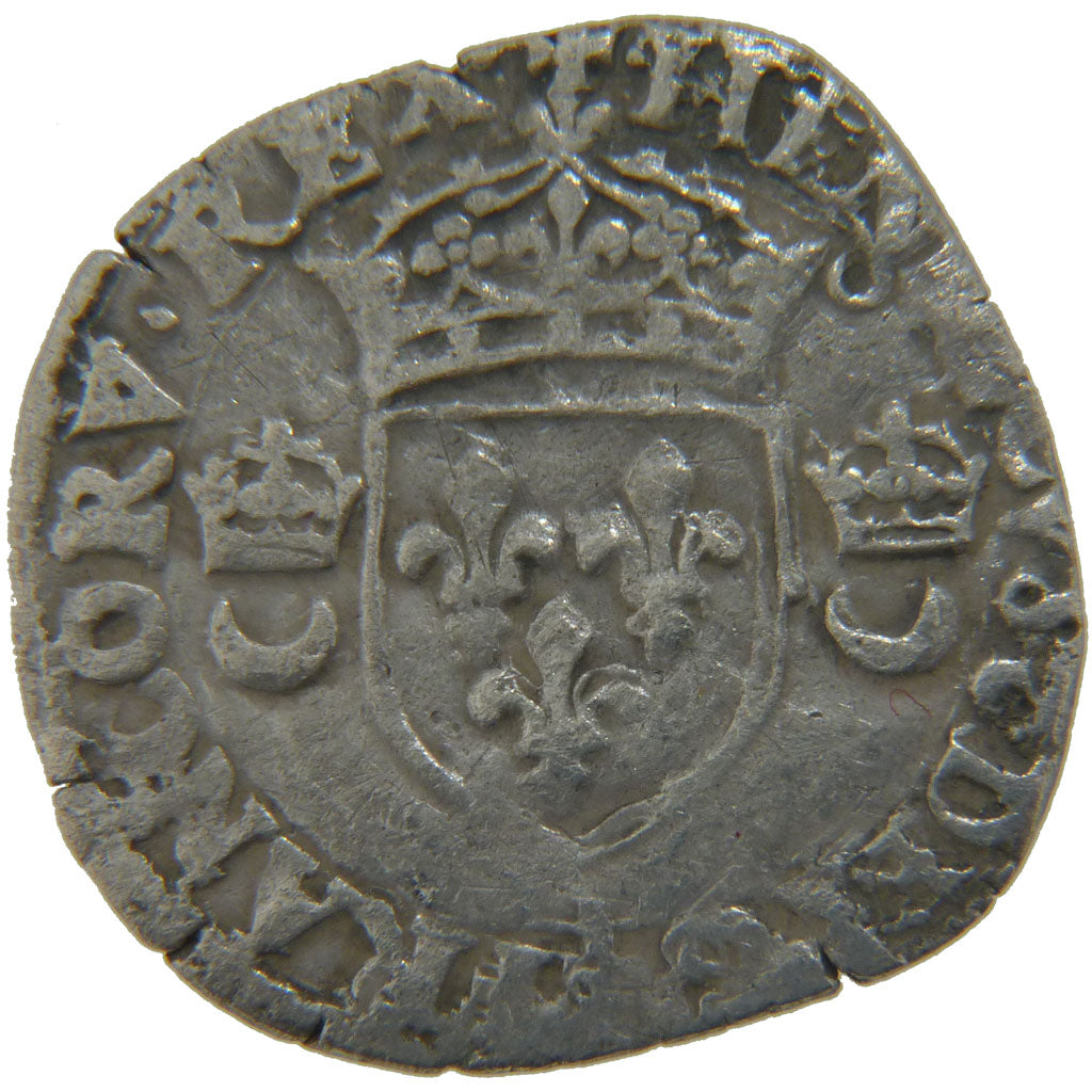 FRANCE, Douzain aux croissants, 1550, Montélimar, VF(30-35), Silver, Duplessy #.