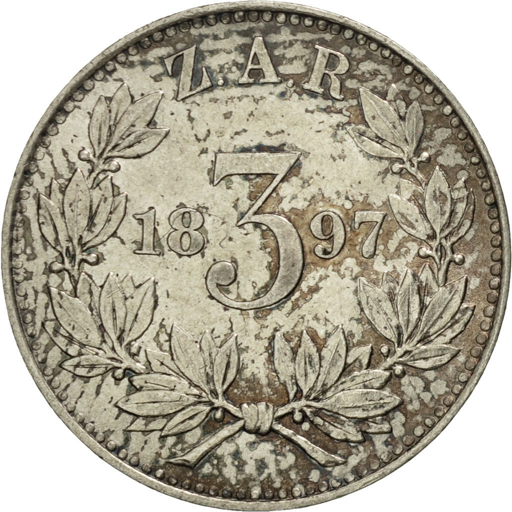 Coin, South Africa, 3 Pence, 1897, AU(55-58), Silver, KM:3