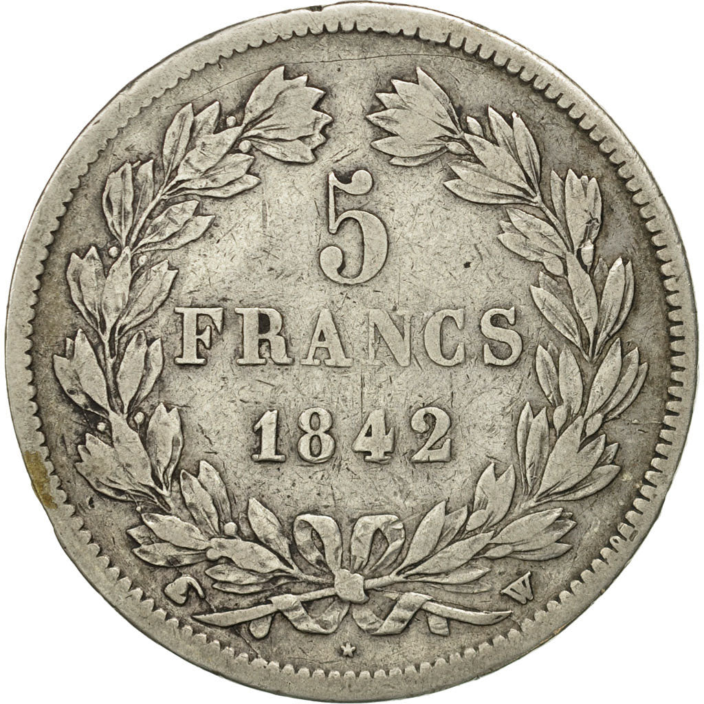 France, Louis-Philippe, 5 Francs, 1842, Lille, VF(20-25), Silver, KM:749.13