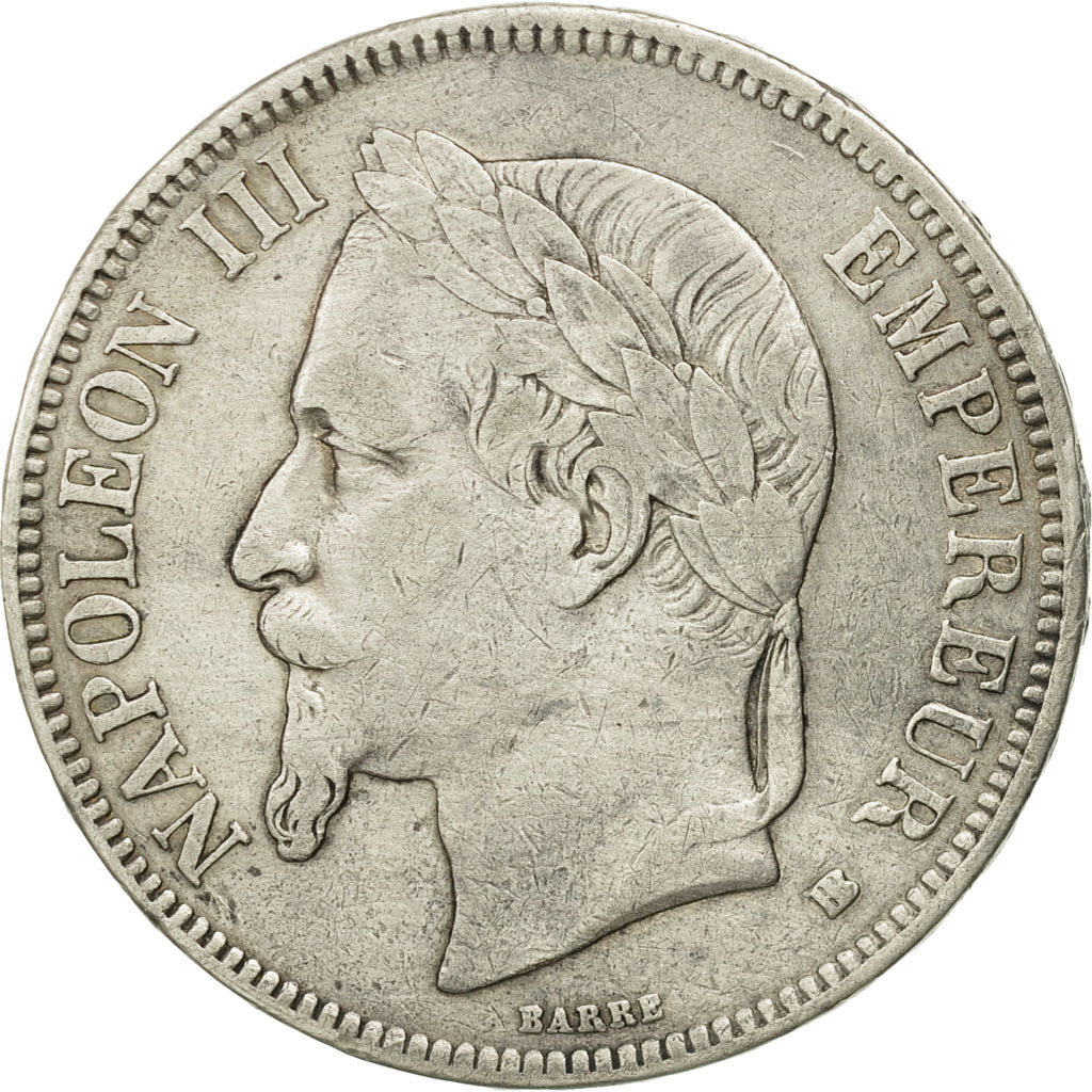 France, Napoléon III, 5 Francs, 1868, Strasbourg, VF(30-35), Silver, KM:799.2
