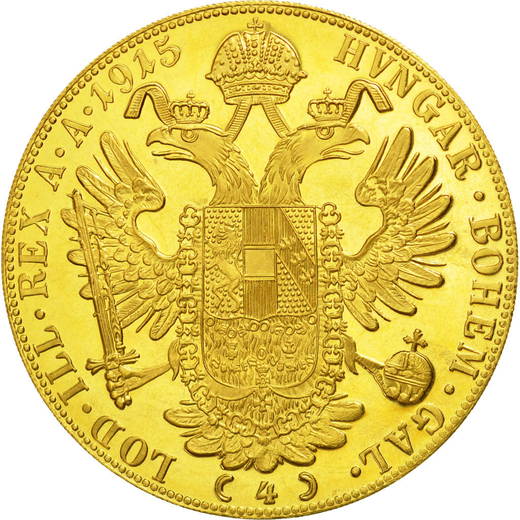 Austria, Franz Joseph I, 4 Ducat, 1915, Vienne, MS(63), Gold, KM:2276