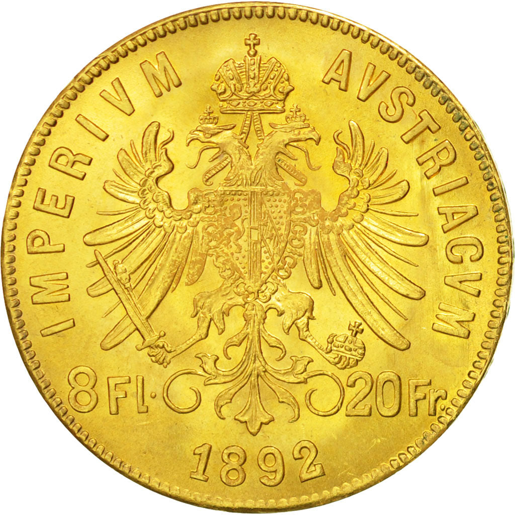 Monnaie, Autriche, Franz Joseph I, 8 Florins-20 Francs, 1892, SUP+, Or, KM:2269