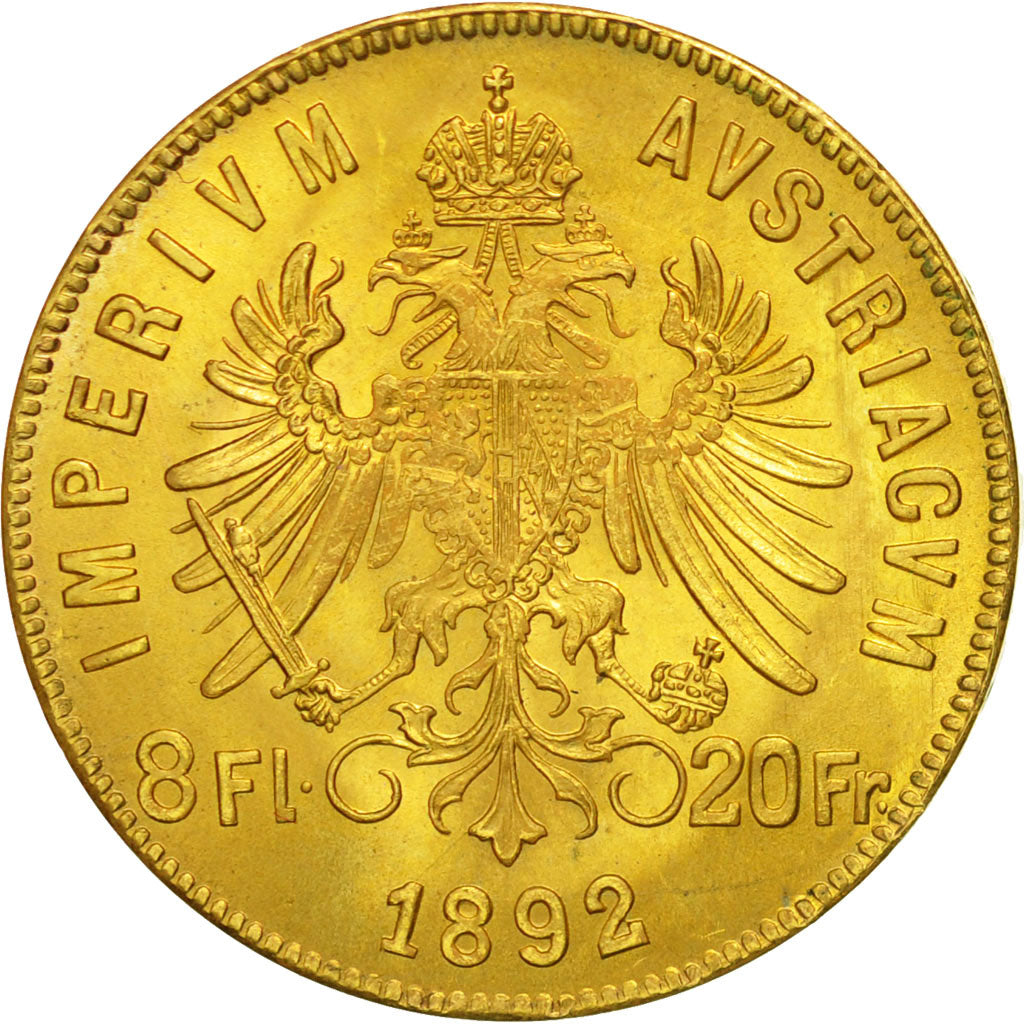 Monnaie, Autriche, Franz Joseph I, 8 Florins-20 Francs, 1892, SUP+, Or, KM:2269