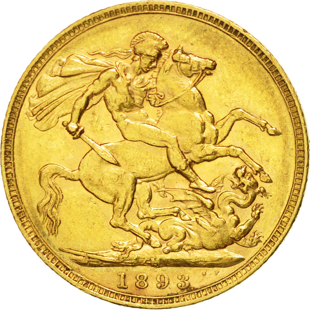 Coin, Australia, Victoria, Sovereign, 1893, Melbourne, EF(40-45), Gold, KM:10