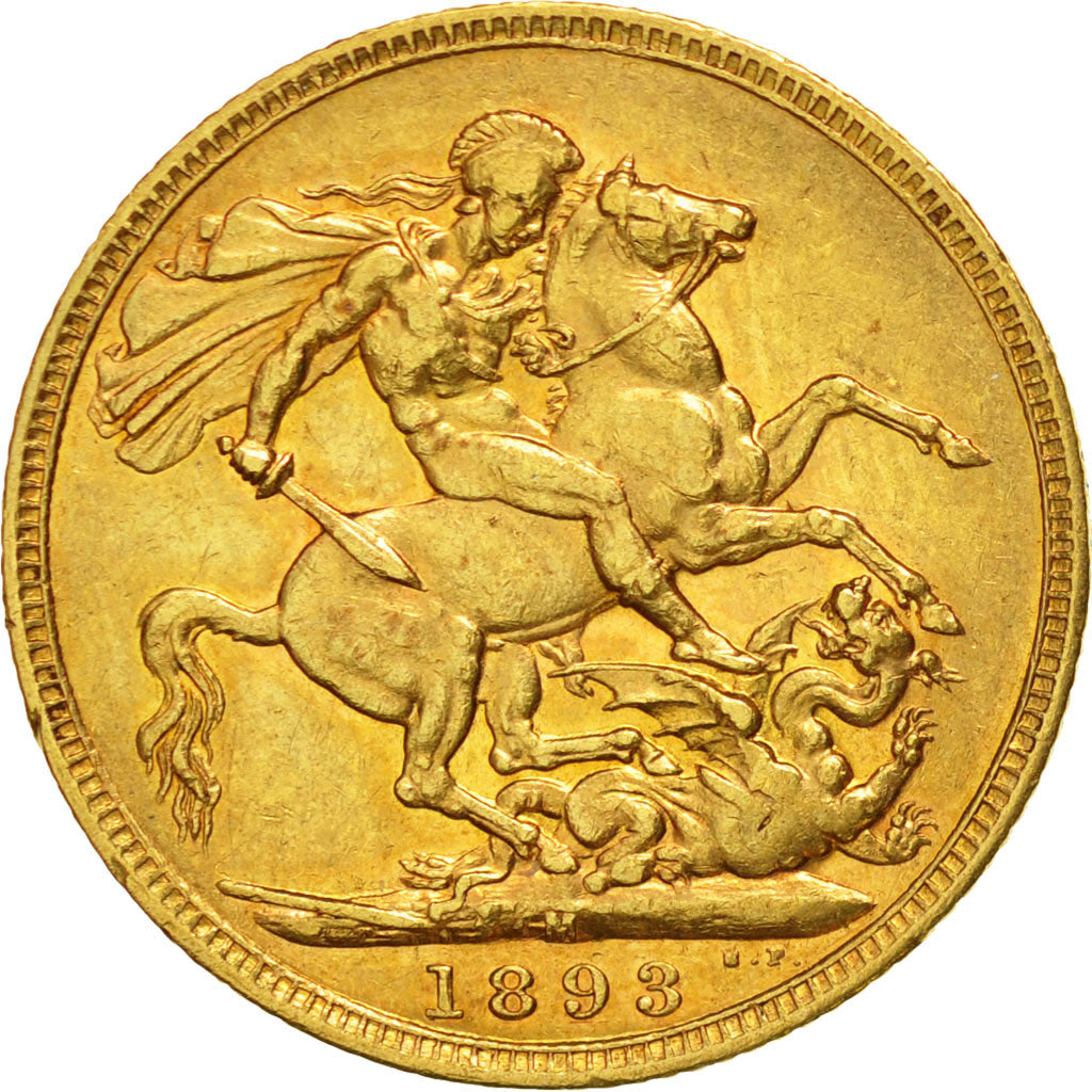 Moneta, Australia, Victoria, Sovereign, 1893, Melbourne, BB+, Oro, KM:13