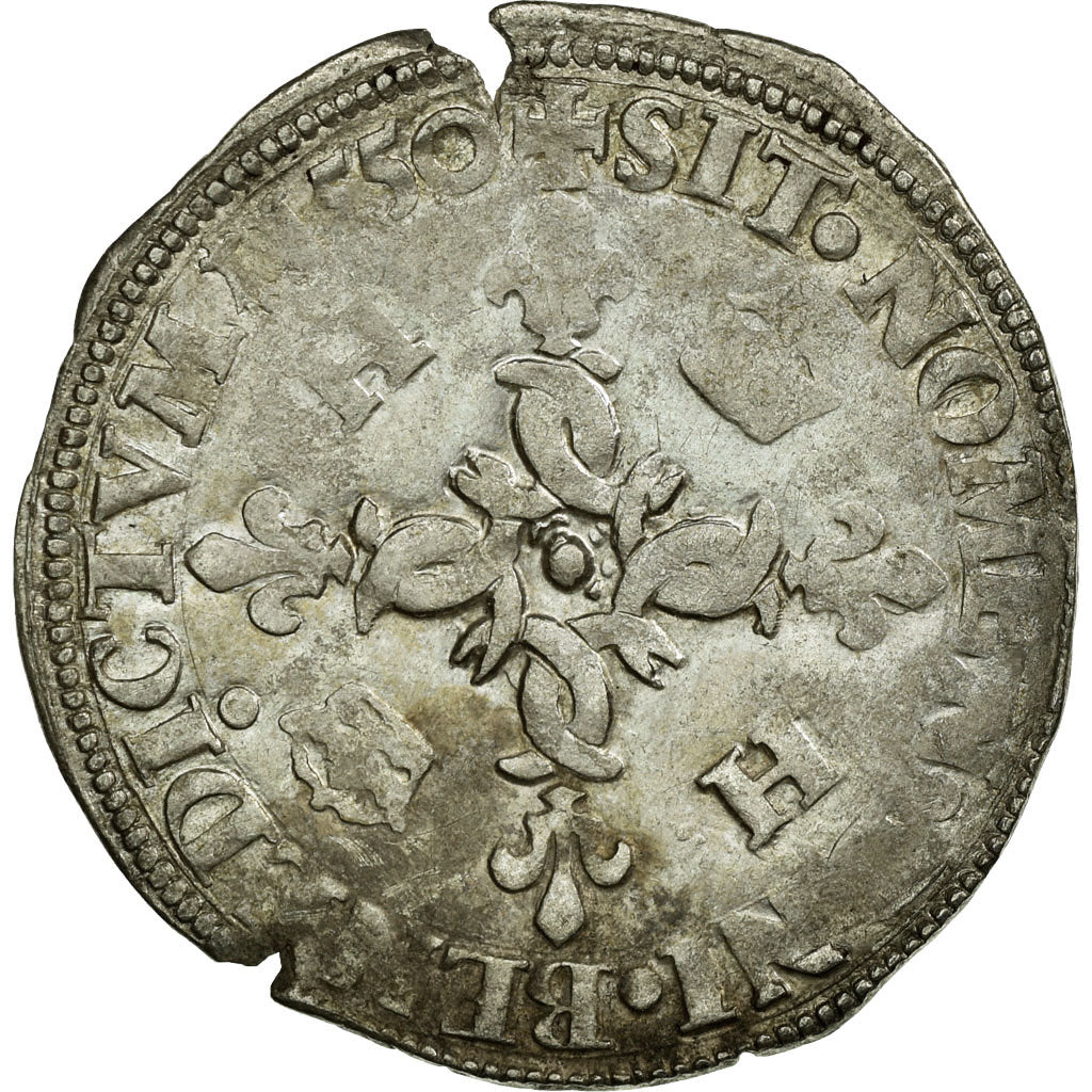 Coin, France, Douzain aux croissants, 1550, Nantes, VF(30-35), Silver