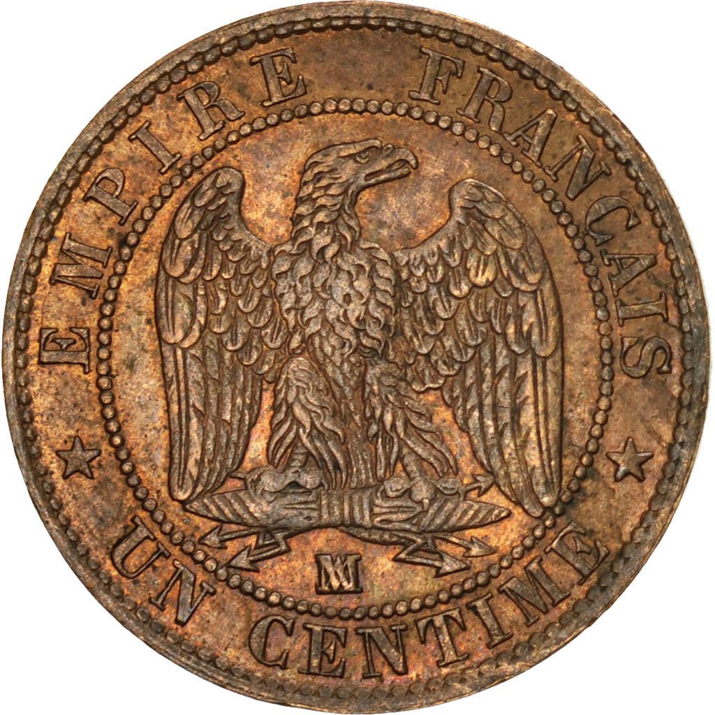 Moneta, Francja, Napoleon III, Centime, 1856, Marseille, Rzadkie, AU(50-53)