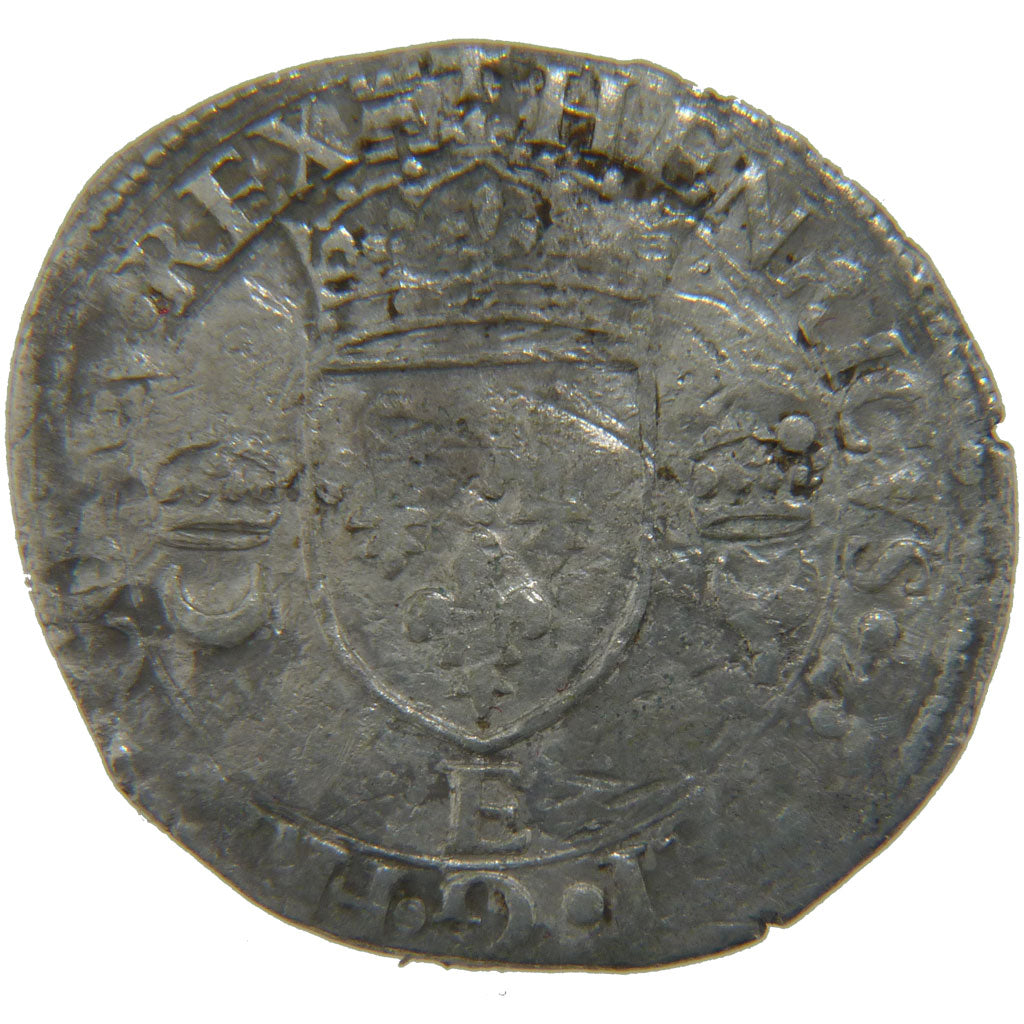 FRANCE, Douzain aux croissants, 1550, Tours, VF(20-25), Silver, Ciani #1305,...