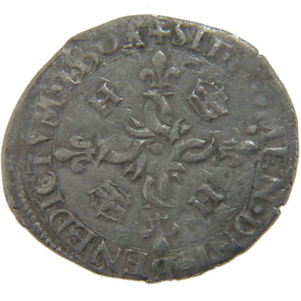 FRANCE, Douzain aux croissants, 1550, Tours, VF(20-25), Silver, Ciani #1305,...